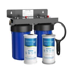 Waterdrop WD-WHF21-FG 2-Stage Whole House Water Filtration System, with 10” x 4.5” GAC and Iron & Manganese Reducing Filters, Highly Reduce Chlorine, Lead, Taste and Odor, 1" Inlet/Outlet