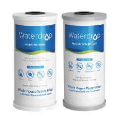 Waterdrop WF10FG Whole House Water Filter, GAC and Iron Manganese Reducing Filter Cartridge, Replacement for WHF21-FG, GE FXHTC, Culligan RFC-BBSA, GXWH35F, GXWH40L, 10" x 4.5", 5 Micron