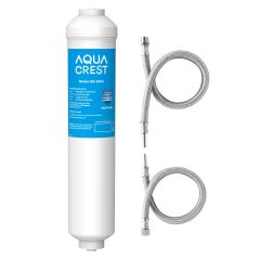 AQUACREST 5KDC Inline Water Filter for Under Sink, Refrigerator, Ice Maker, Stainless Steel Hose Direct Connect Fittings