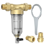 Waterdrop Reusable Whole House Spin Down Sediment Water Filter 50 Micron,1" MNPT + 3/4" FNPT + 3/4"MNPT, Dust, Sand,Traps Rust,  BPA Free, Heavy Duty 316L Molybdenum Alloy Build