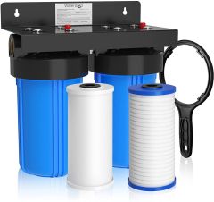 Waterdrop Whole House Water Filtration System, WHF21-PG 5 Micron Water Filtration System with 10" x 4.5" Sediment Filer and Carbon Filter, Highly Reduce Chlorine, Lead, Taste, and Odor, 1" Inlet/Outlet