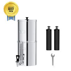 Gravity-fed Water Filter System by Waterdrop, 2.25-gallon Stainless-steel Countertop System, Without Stand, WD-TK 