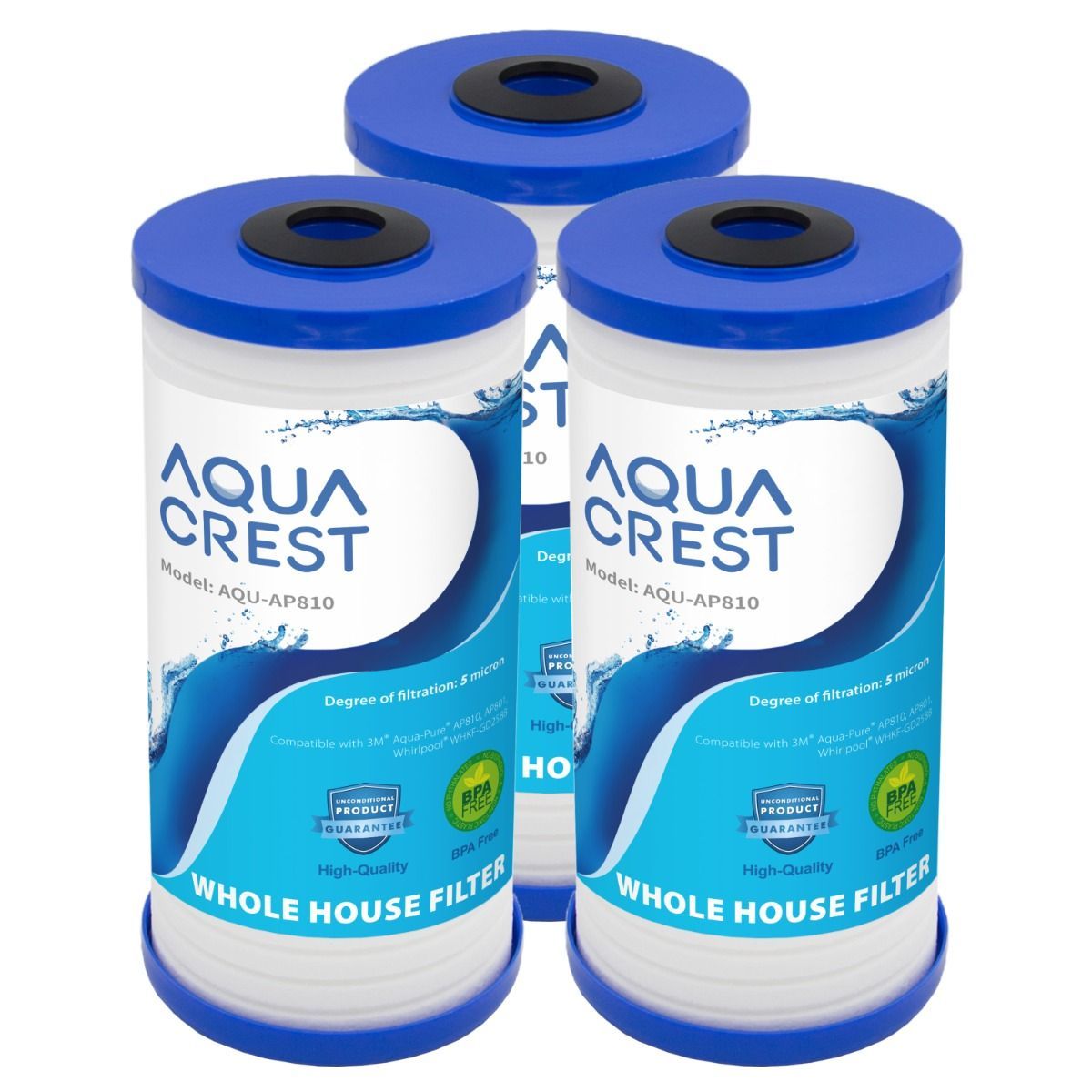 AP801 Whirlpool WHKF-GD25BB AQUACREST AP810 Whole House Water Filter Pack of 4 Replacement for 3M Aqua-Pure AP810 AP811 