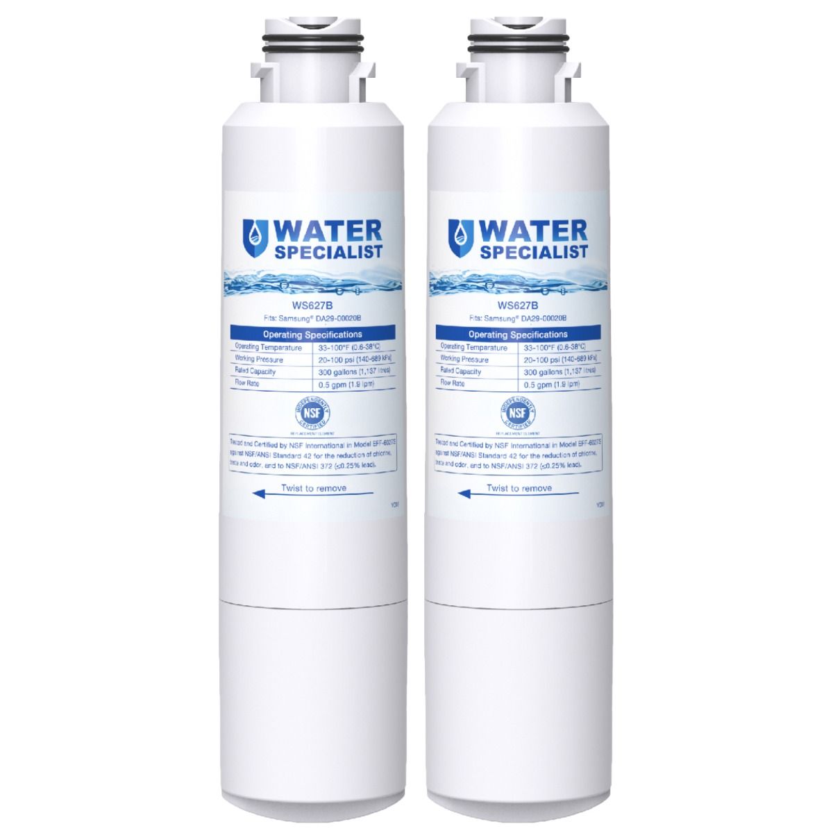 Water filter for Samsung RS261MDWP,RS265TDWP,RS261MDBP,RF4289HARS,RSG307AARS 