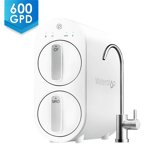 Waterdrop G2P600 Reverse Osmosis System, 600 GPD, Tankless, 2:1 Pure to  Drain, Smart Panel, Composite Multi-stage, FCC Listed, USA Tech 