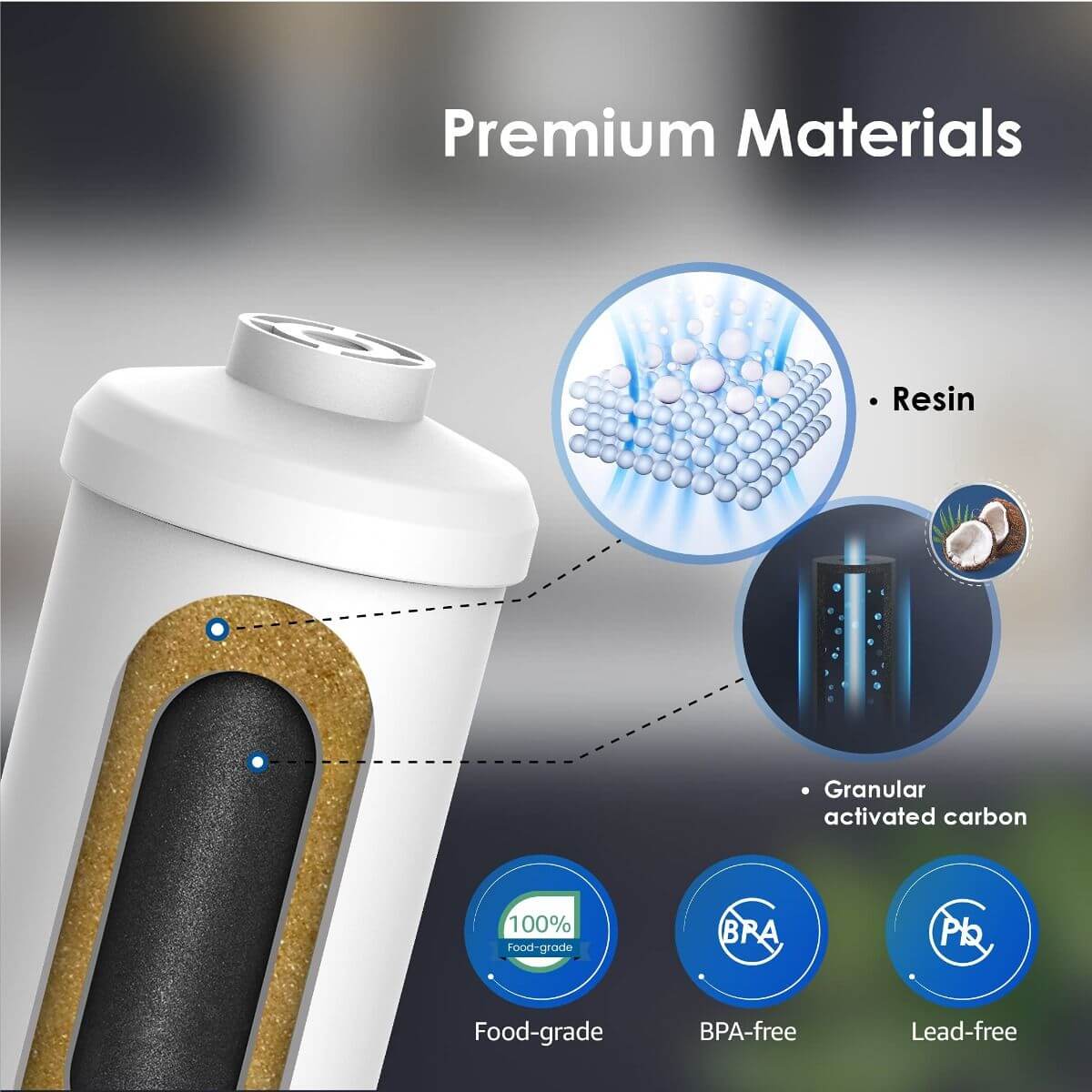 premium materials of Waterdrop King Tank white filter