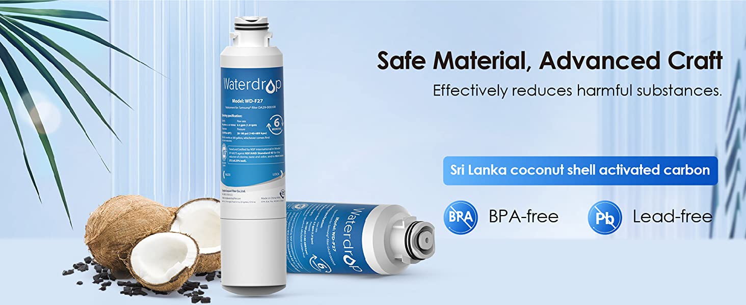 4 Pack Waterdrop DA29-00020B Replacement for Samsung DA29-00020B,  HAF-CIN/EXP, 46-9101 Refrigerator Water Filter, Package may vary 